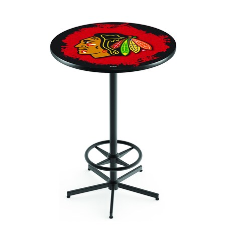 Holland Bar Stool Co 42" Black Chicago Blackhawks Pub Table L216B4228ChiHwk-R